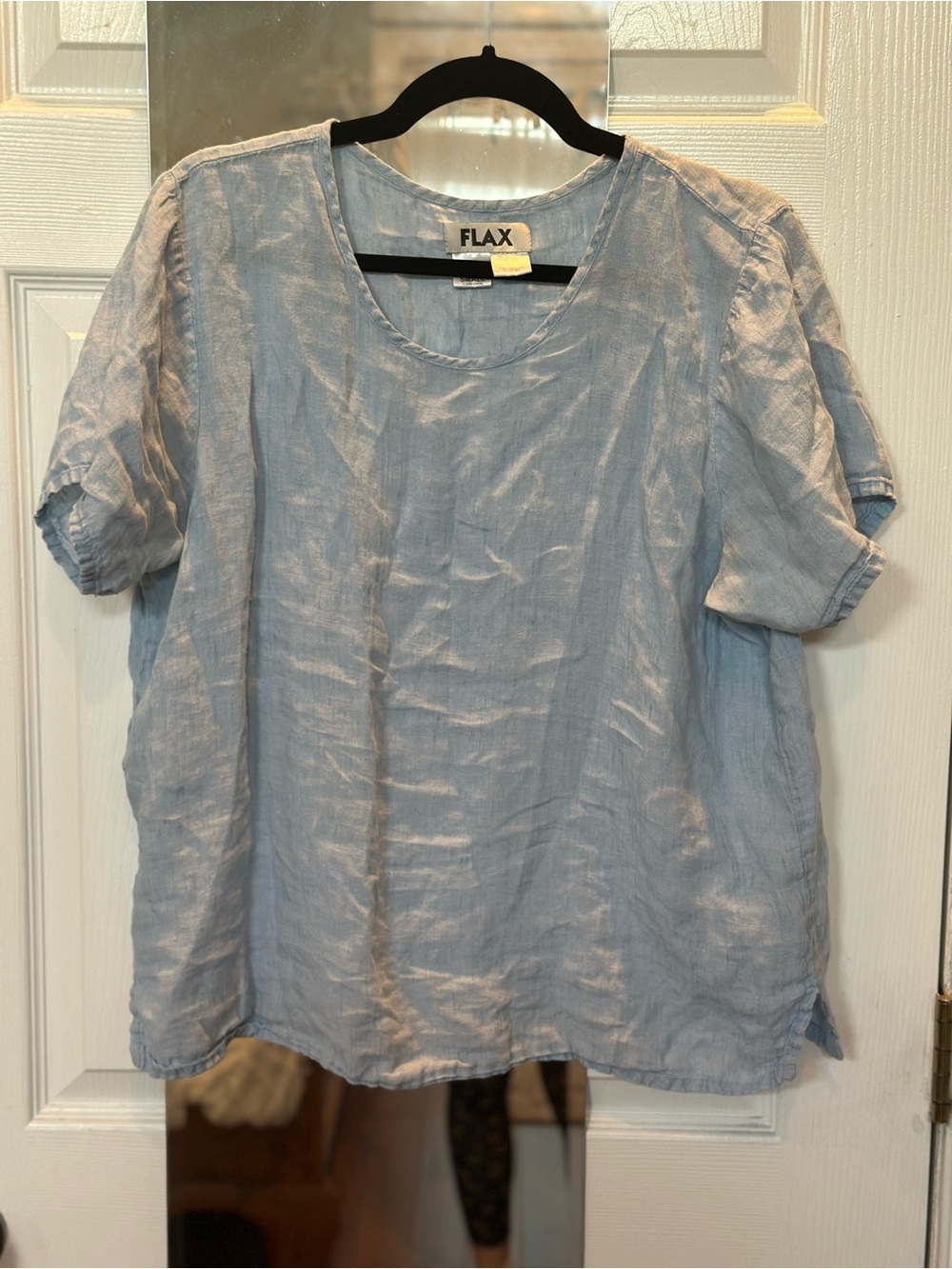 FLAX 100% linen blue t-shirt size small